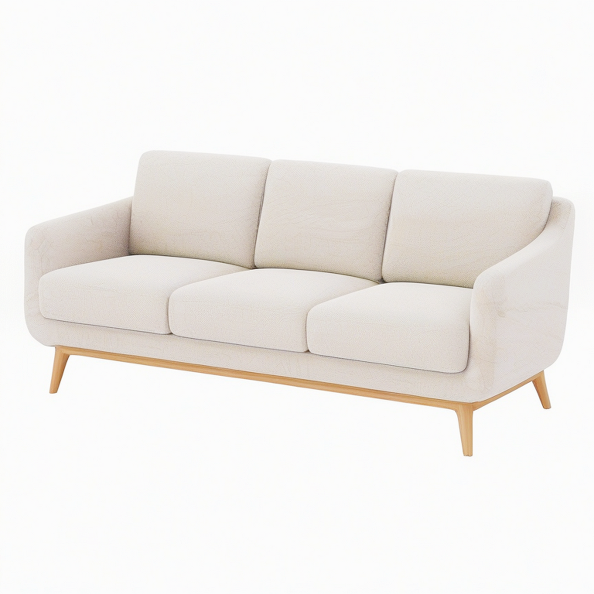 Canapé 3 places 210 x 90 x 85 cm tissu bouclé beige pieds en bois style scandinave