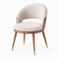 Fauteuil de salle à manger 58 x 60 x 78 cm en tissu bouclette beige et bois finition noyer style contemporain