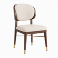 Chaise de salle à manger 55 x 58 x 82 cm bois brun tissu beige style contemporain