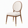 Chaise 55 x 60 x 95 cm en bois et tissu bouclette blanc cassé style contemporain