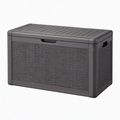 Coffre de rangement extérieur 120 x 56 x 63 cm plastique anthracite tressé à couvercle