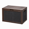 Coffre de rangement extérieur 100 x 50 x 55 cm en résine tressée marron noir avec couvercle
