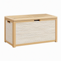 Coffre de rangement 80 x 45 x 50 cm en bois et corde beige avec couvercle - style naturel