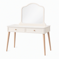Coiffeuse 100 x 45 x 140 cm en bois blanc avec miroir et 2 tiroirs style scandinave