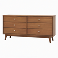 Commode 160 x 45 x 80 cm en bois brun à 6 tiroirs style rétro
