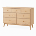 Commode 140 x 45 x 90 cm en bois chêne clair à 7 tiroirs style scandinave