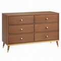Commode 120 x 40 x 80 cm finition bois brun à 6 tiroirs style rétro