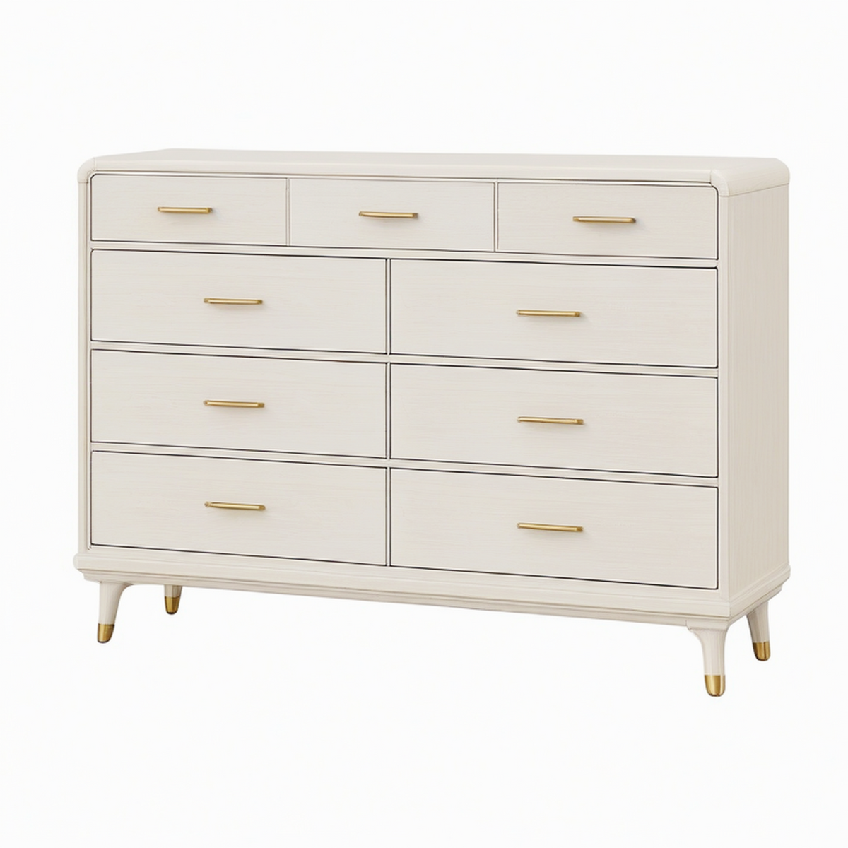 Commode 150 x 45 x 90 cm en bois beige à 9 tiroirs style contemporain