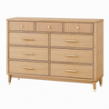 Commode 160 x 45 x 90 cm en panneaux effet bois marron style contemporain à 9 tiroirs
